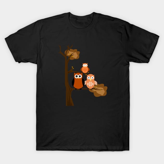 Orange Owls T-Shirt by adamzworld